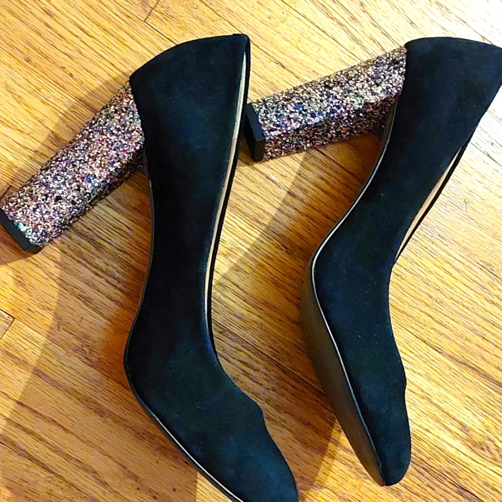 J. Crew, Black Suede heels, Size 8